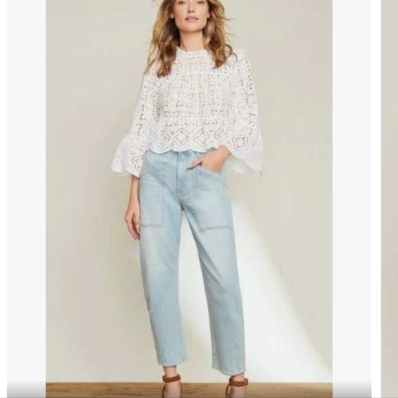 Veronica Beard Charlie Barrel Leg, in Everest Wash - Picture 1 of 8